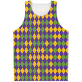 Mardi Gras Harlequin Pattern Print Men's Tank Top