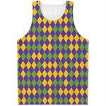 Mardi Gras Harlequin Pattern Print Men's Tank Top