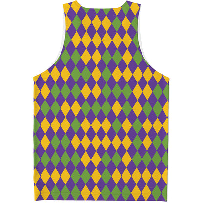 Mardi Gras Harlequin Pattern Print Men's Tank Top