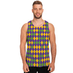 Mardi Gras Harlequin Pattern Print Men's Tank Top