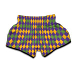 Mardi Gras Harlequin Pattern Print Muay Thai Boxing Shorts