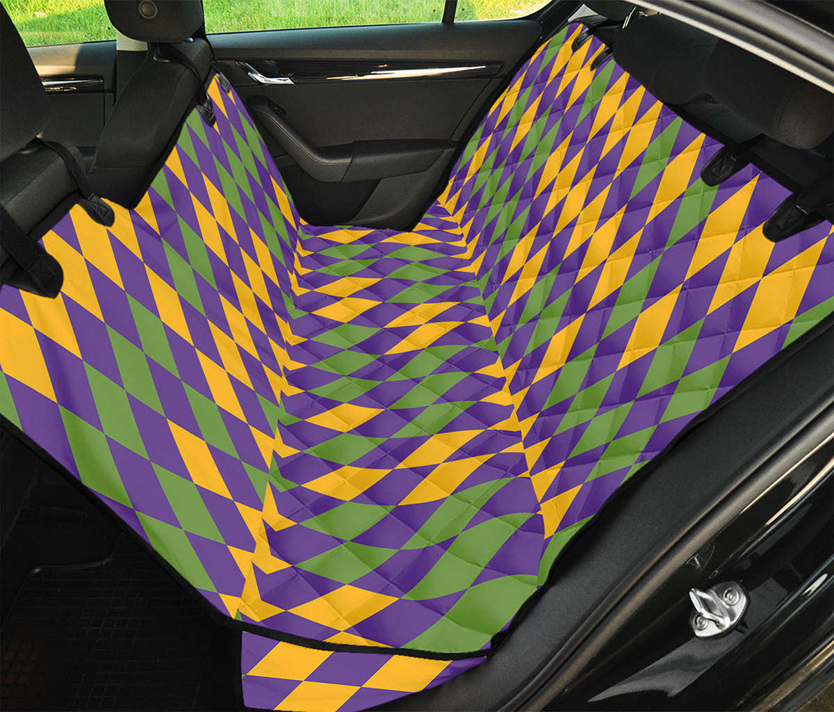 Mardi Gras Harlequin Pattern Print Pet Car Back Seat Cover