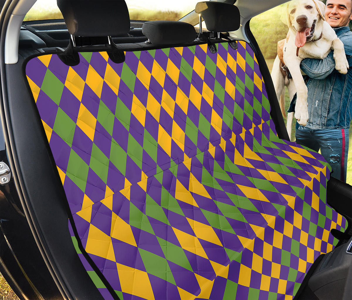 Mardi Gras Harlequin Pattern Print Pet Car Back Seat Cover
