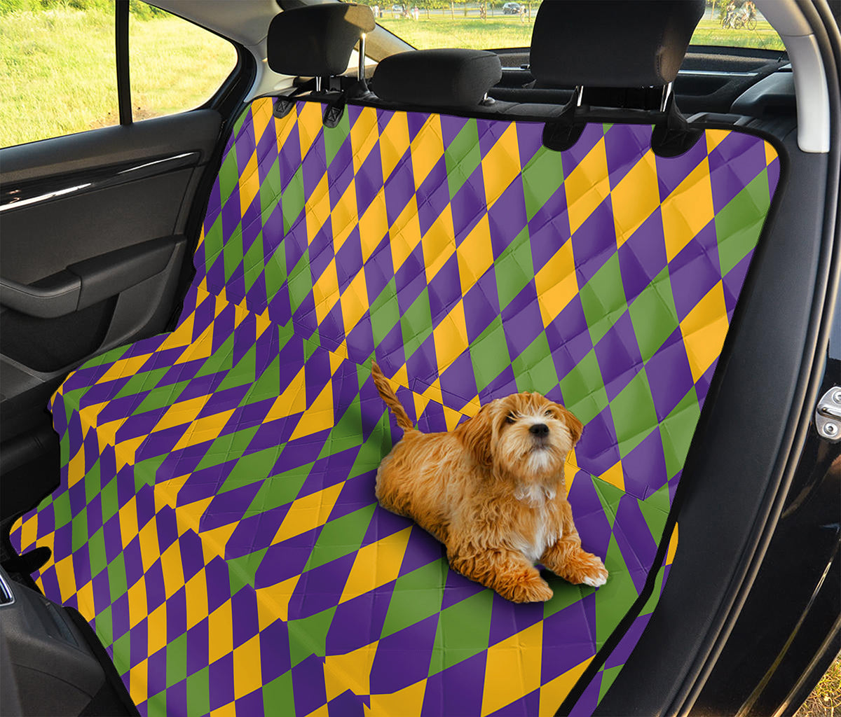 Mardi Gras Harlequin Pattern Print Pet Car Back Seat Cover