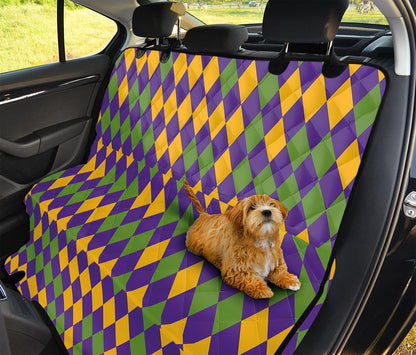 Mardi Gras Harlequin Pattern Print Pet Car Back Seat Cover
