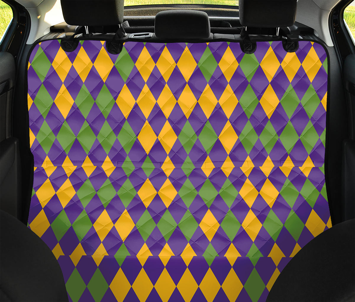 Mardi Gras Harlequin Pattern Print Pet Car Back Seat Cover