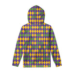 Mardi Gras Harlequin Pattern Print Pullover Hoodie