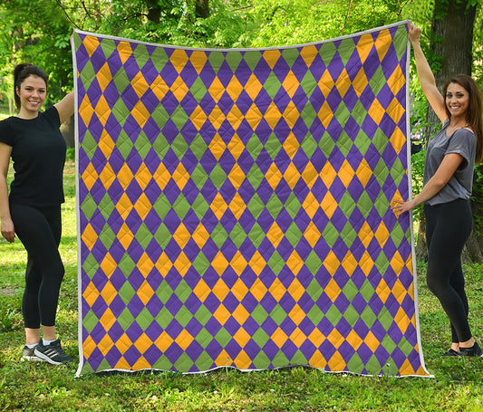 Mardi Gras Harlequin Pattern Print Quilt
