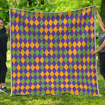 Mardi Gras Harlequin Pattern Print Quilt