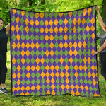 Mardi Gras Harlequin Pattern Print Quilt