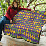 Mardi Gras Harlequin Pattern Print Quilt