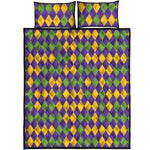 Mardi Gras Harlequin Pattern Print Quilt Bed Set
