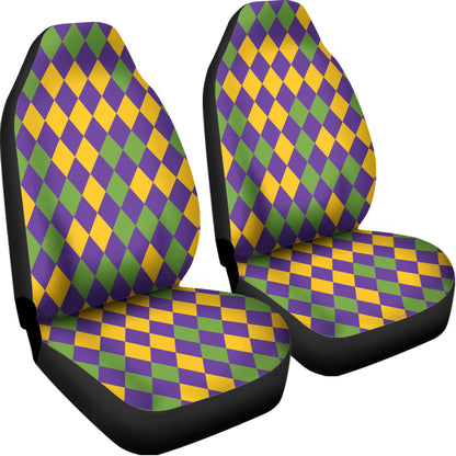 Mardi Gras Harlequin Pattern Print Universal Fit Car Seat Covers