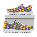 Mardi Gras Harlequin Pattern Print White Running Shoes
