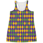 Mardi Gras Harlequin Pattern Print Women's Racerback Tank Top