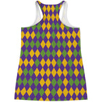 Mardi Gras Harlequin Pattern Print Women's Racerback Tank Top