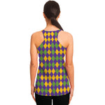 Mardi Gras Harlequin Pattern Print Women's Racerback Tank Top