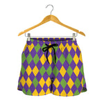 Mardi Gras Harlequin Pattern Print Women's Shorts