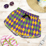 Mardi Gras Harlequin Pattern Print Women's Shorts
