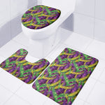 Mardi Gras Palm Leaf Pattern Print 3 Piece Bath Mat Set