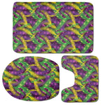 Mardi Gras Palm Leaf Pattern Print 3 Piece Bath Mat Set