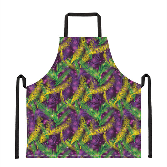 Mardi Gras Palm Leaf Pattern Print Apron
