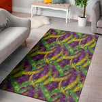 Mardi Gras Palm Leaf Pattern Print Area Rug