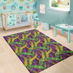 Mardi Gras Palm Leaf Pattern Print Area Rug