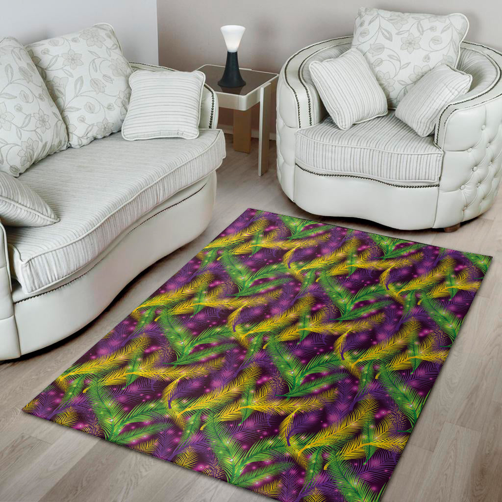 Mardi Gras Palm Leaf Pattern Print Area Rug