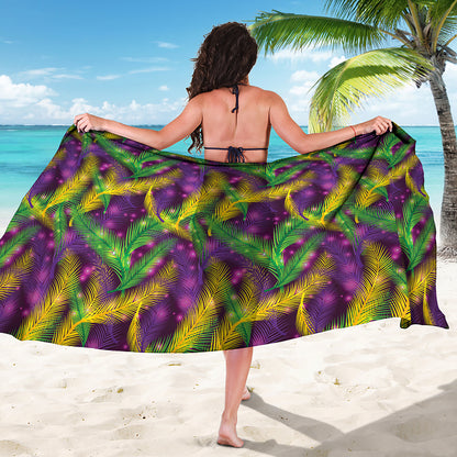 Mardi Gras Palm Leaf Pattern Print Beach Sarong Wrap