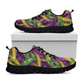 Mardi Gras Palm Leaf Pattern Print Black Running Shoes