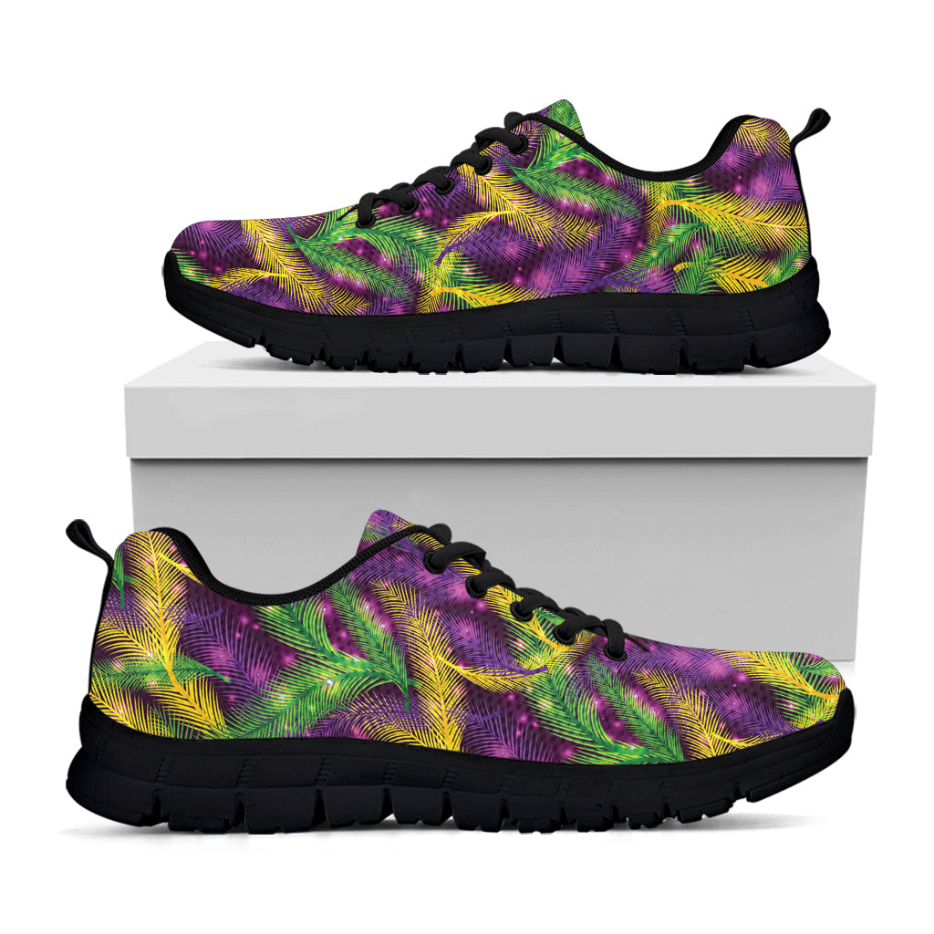 Mardi Gras Palm Leaf Pattern Print Black Sneakers