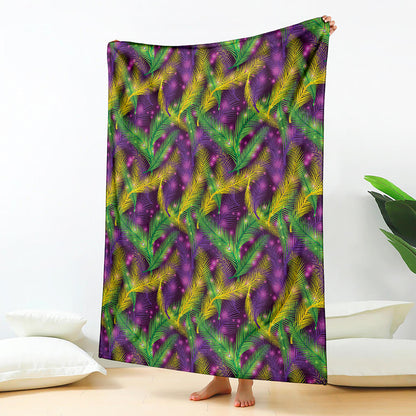 Mardi Gras Palm Leaf Pattern Print Blanket