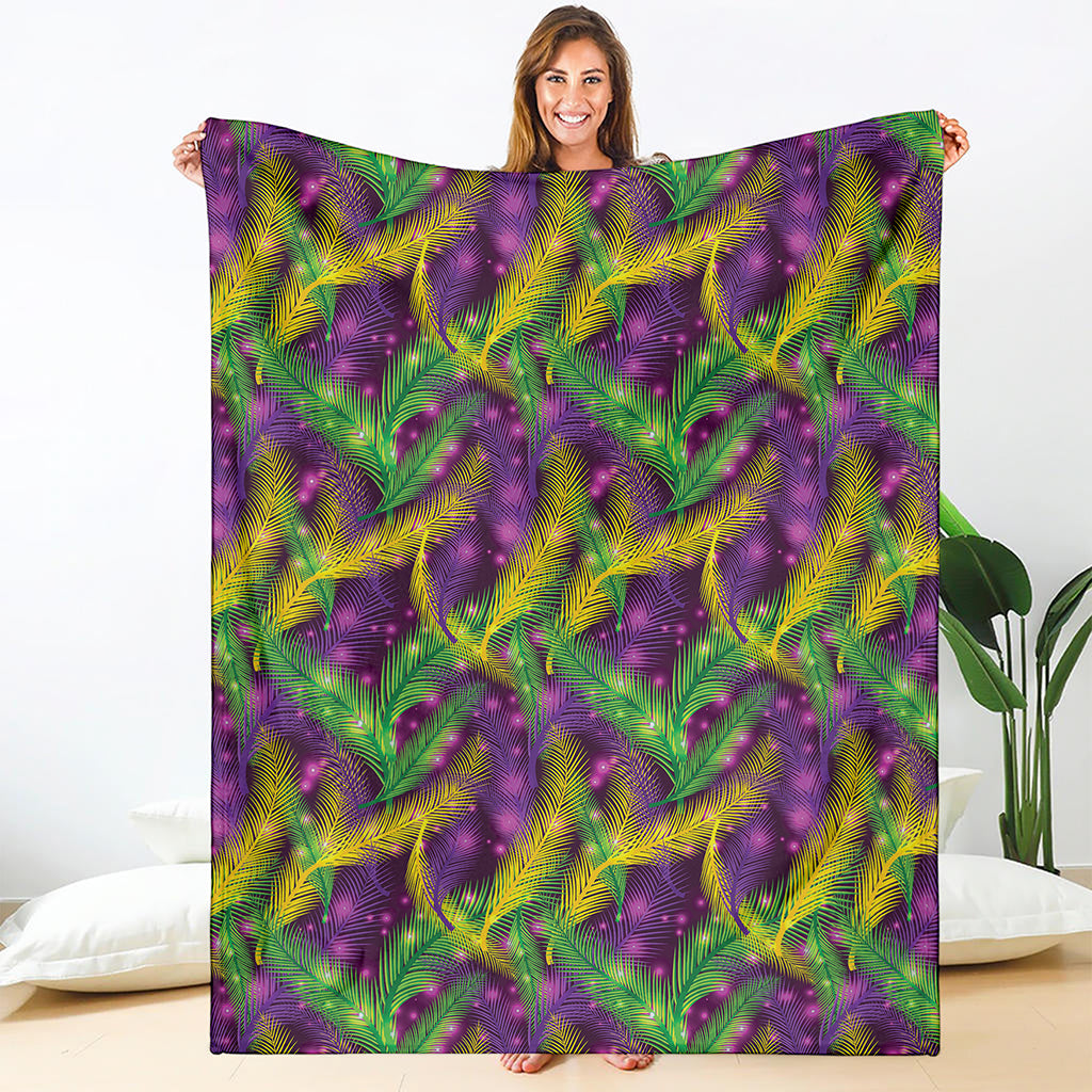 Mardi Gras Palm Leaf Pattern Print Blanket