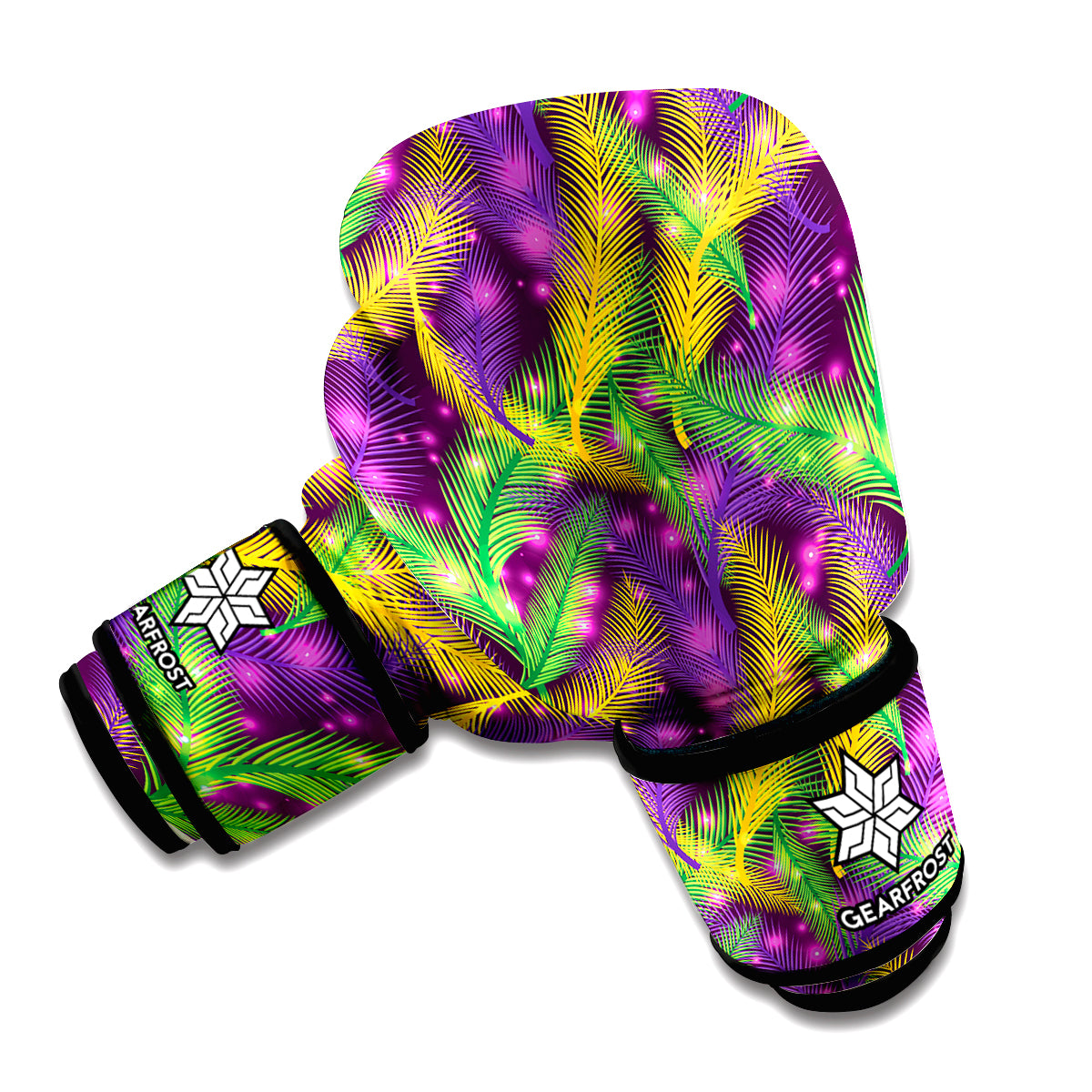 Mardi Gras Palm Leaf Pattern Print Boxing Gloves