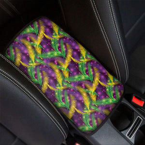 Mardi Gras Palm Leaf Pattern Print Car Center Console Cover