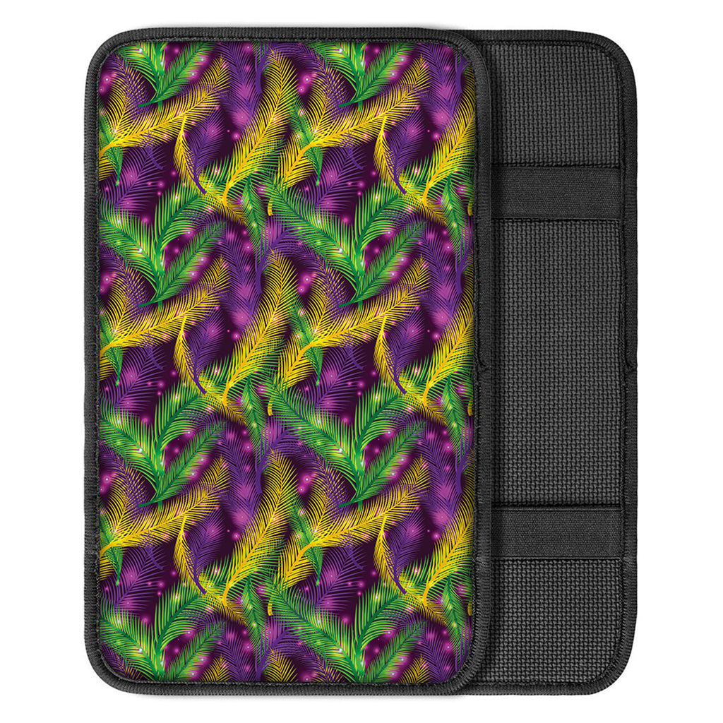 Mardi Gras Palm Leaf Pattern Print Car Center Console Cover