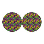 Mardi Gras Palm Leaf Pattern Print Car Coasters
