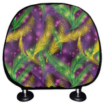 Mardi Gras Palm Leaf Pattern Print Car Headrest Covers