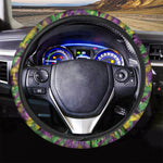 Mardi Gras Palm Leaf Pattern Print Car Steering Wheel Cover