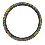 Mardi Gras Palm Leaf Pattern Print Car Steering Wheel Cover