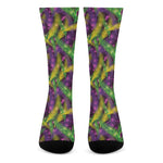 Mardi Gras Palm Leaf Pattern Print Crew Socks