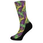 Mardi Gras Palm Leaf Pattern Print Crew Socks