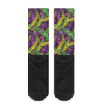 Mardi Gras Palm Leaf Pattern Print Crew Socks