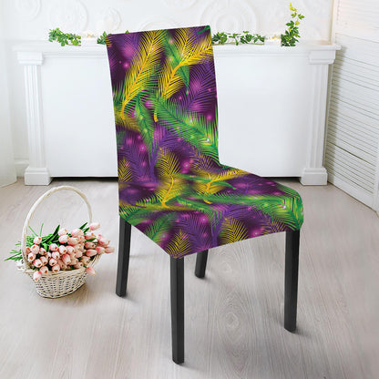 Mardi Gras Palm Leaf Pattern Print Dining Chair Slipcover