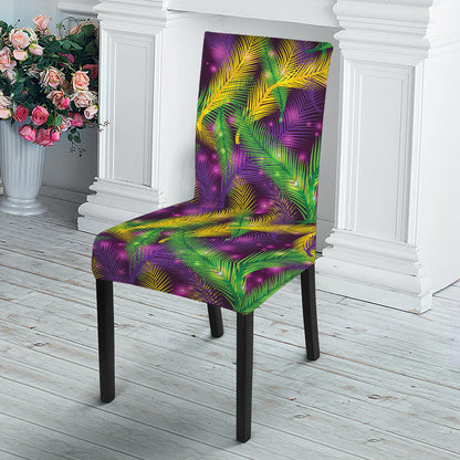 Mardi Gras Palm Leaf Pattern Print Dining Chair Slipcover