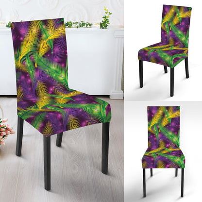 Mardi Gras Palm Leaf Pattern Print Dining Chair Slipcover