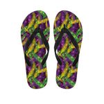 Mardi Gras Palm Leaf Pattern Print Flip Flops