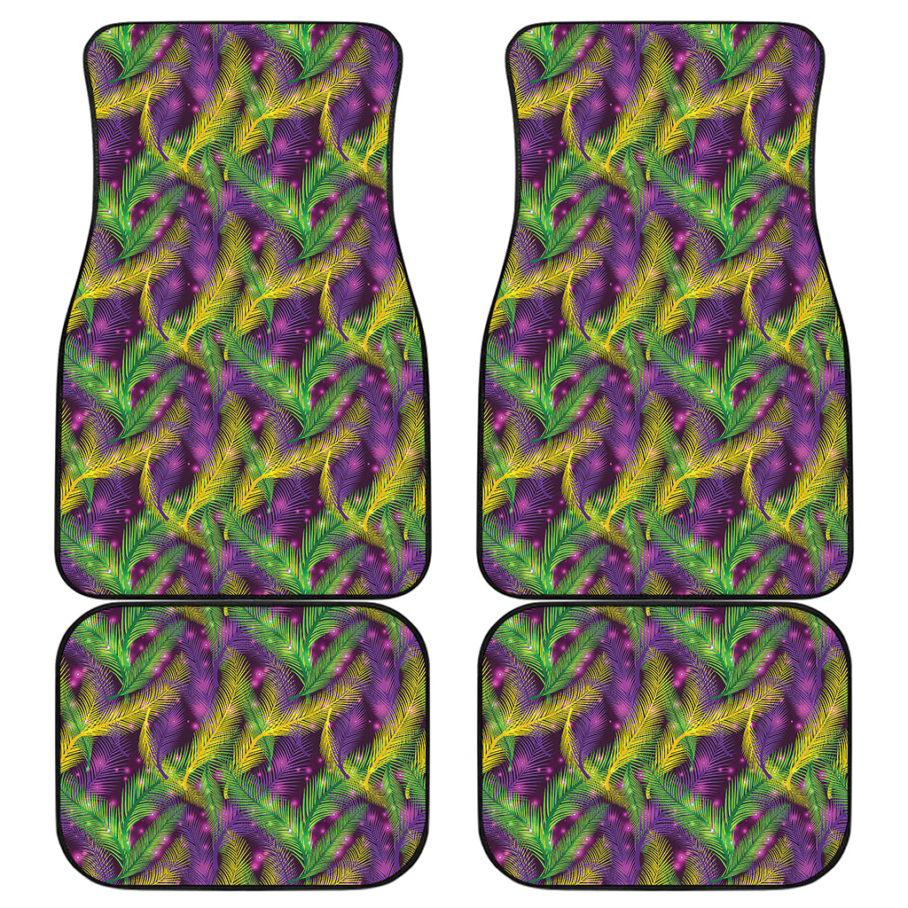 Mardi Gras Palm Leaf Pattern Print Front and Back Car Floor Mats