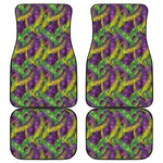 Mardi Gras Palm Leaf Pattern Print Front and Back Car Floor Mats